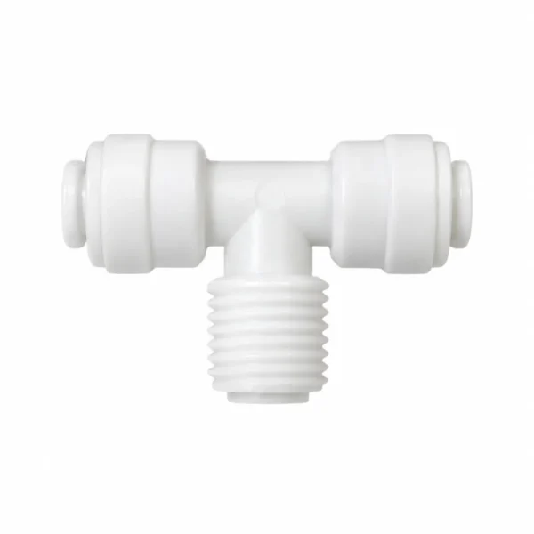 1/4 inch RO 3-way T fitting push fit x push fit x male thread