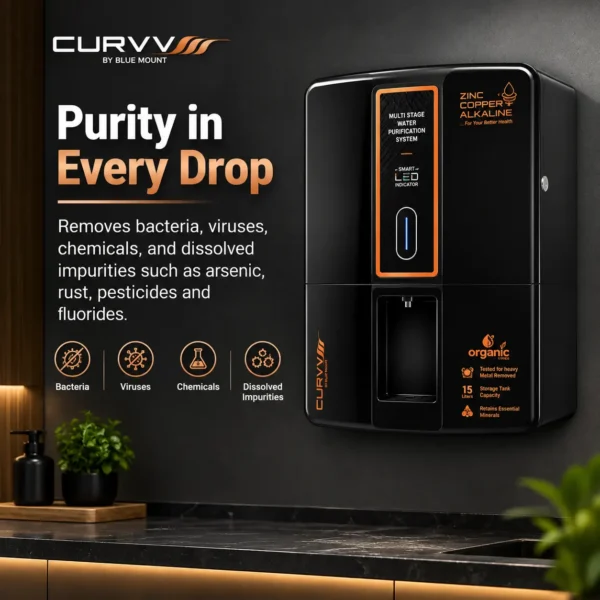 CURVV RO Water Purifier 15 Litre Zinc Copper Alkaline