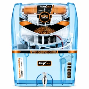 AquaX Crux blue transparent RO water purifier cabinet