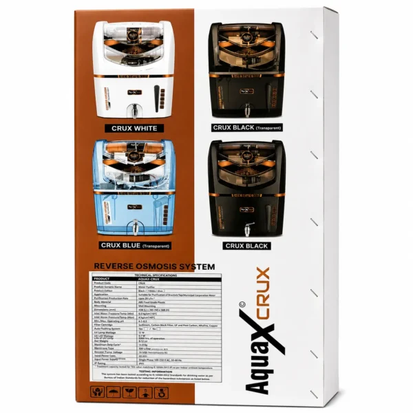 AquaX Crux blue transparent RO water purifier cabinet