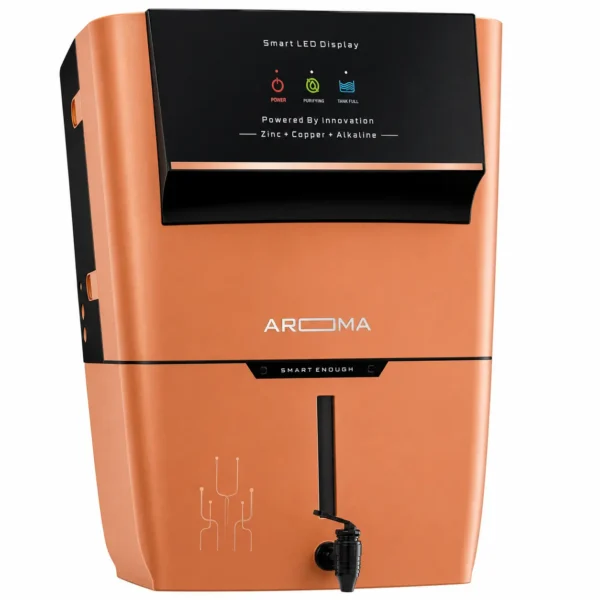 Aroma metallic copper RO water purifier cabinet with smart LED display