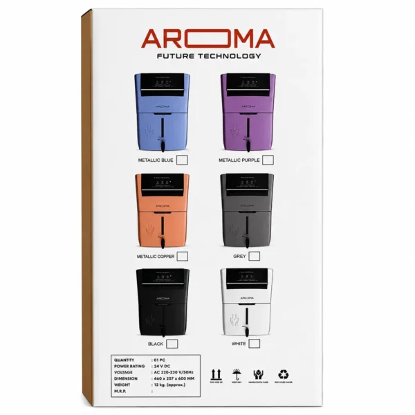 Aroma metallic copper RO water purifier cabinet with smart LED display